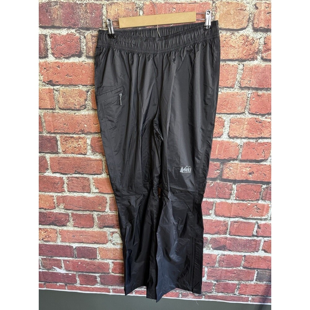 REI Co-op Rainier Rain Wind Pants Side Zippers Black Size Small